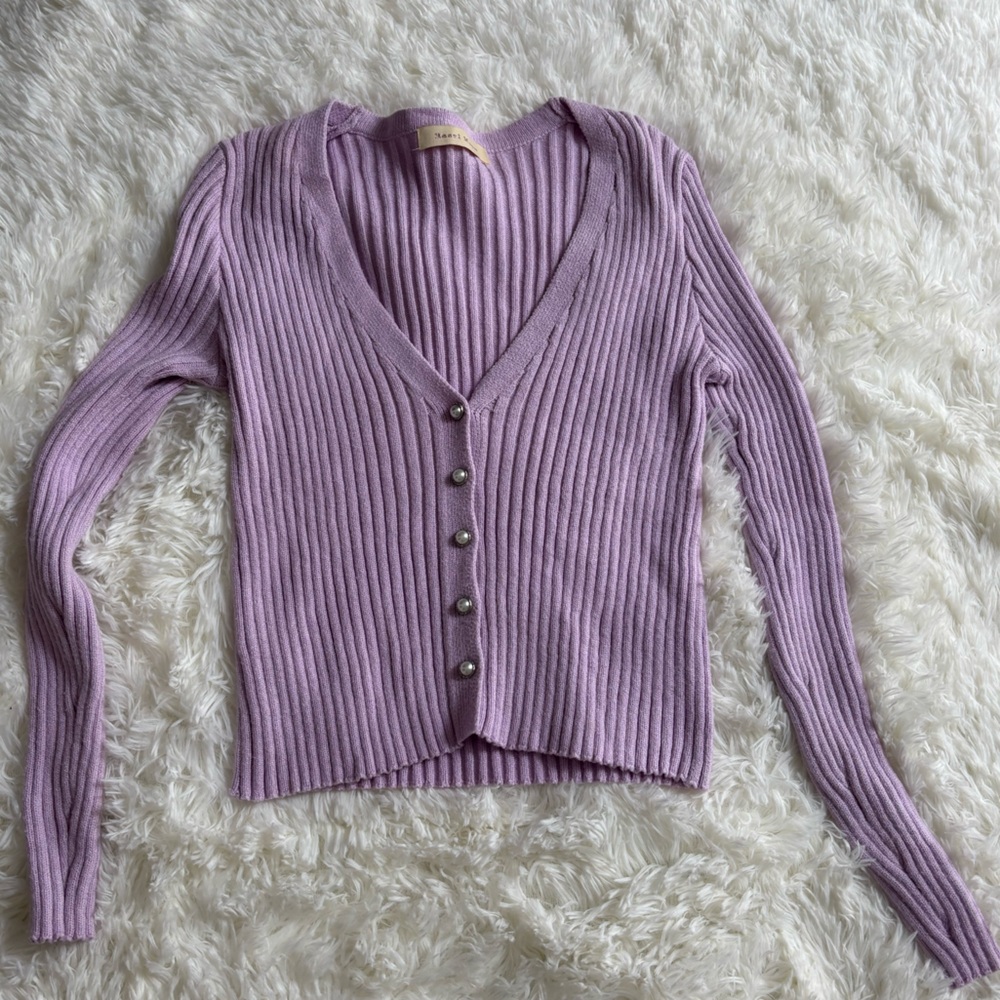 Hazel Moon Ribbed Button-Up Sweater